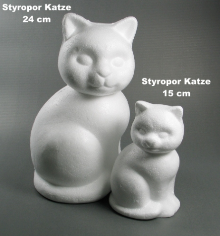 Styropor Katze groß - 24 cm