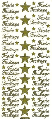 Sticker Frohe Festtage - 0452 - gold <br> 1 Bogen 10x23cm
