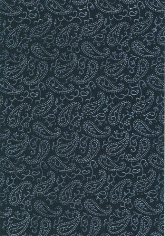 Baumwollpapier mit Seidenglanz und Folienprägung "Paisley" - schwarz/silber