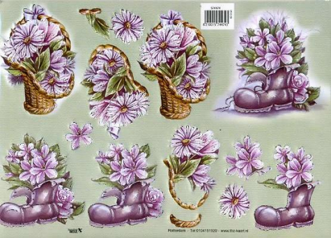 3D Bogen geprägt - TBZ 574474 - Blumen im Korb + Schuh
