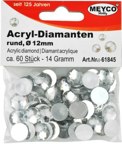 Acryl-Diamanten rundØ 12 mm, kristall - ca. 60 Stück