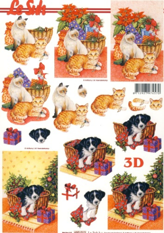 3D Bogen - A4 <br> Le Suh 650012 <br> Hund und Katzen mit Korb