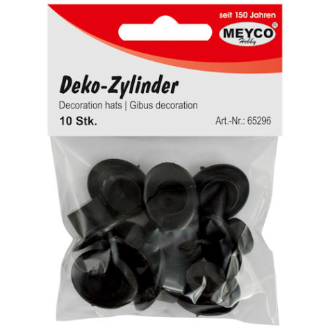 Deko-Zylinder - schwarz glänzend - 10 Stück