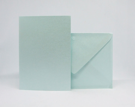 4 Doppelkarten mit Umschlag A6 - hellblau perlmutt