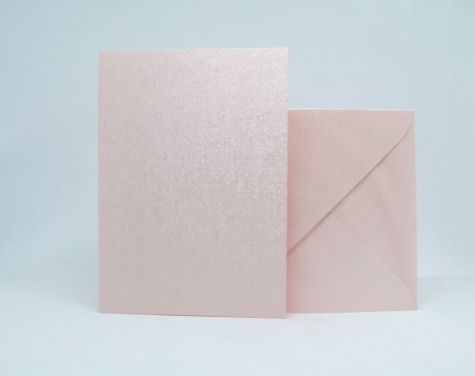 4 Doppelkarten mit Umschlag A6 - rosa perlmutt