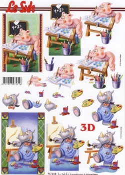 3D Bogen Schweinchen u. Nashorn in der Schule