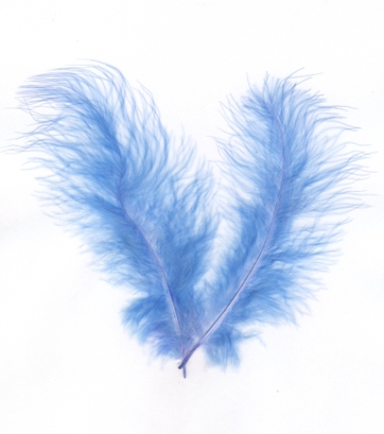 Marabufedern ca. 14 cm - blau <br>  15 Stück im SB-Beutel