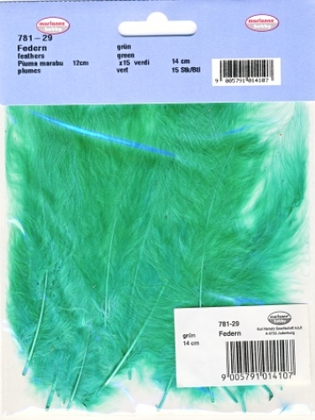 Marabufedern ca. 12/14 cm - grün    15 Stück im SB-Beutel