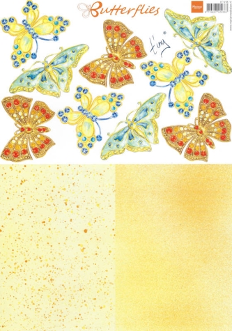 Schneid- & Hintergrundbogen Butterflies - gelb