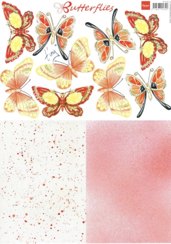 Schneid- & Hintergrundbogen Butterflies - rot