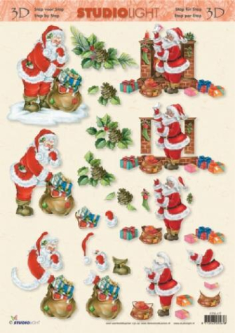 3-D Etappen-Bogen<br>Weihnachtsmann<br>1 Bogen 21x29,7cm DIN A4