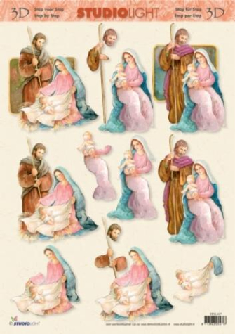 3-D Etappen-Bogen<br>Maria, Josef & Jesus<br>1 Bogen 21x29,7cm DIN A4