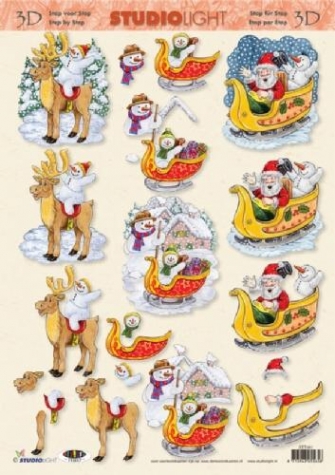 3-D Etappen-Bogen<br>Schneemann + Weihnachtsmann<br>1 Bogen 21x29,7cm DIN A4