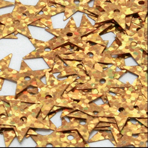 Pailletten Sterne 13mm, 2 Gramm - hologramm gold