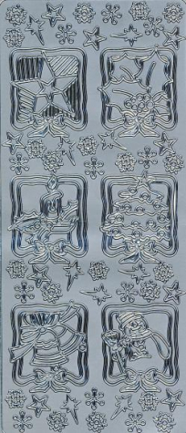 Sticker Rahmen mit Weihnachtsmotiven silber <br> 1 Bogen 23x10 cm