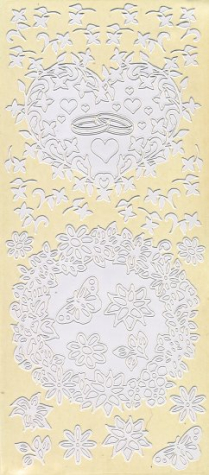 Sticker Blumen - Kranz und Herz - weiß <br> 1 Bogen 23x10 cm