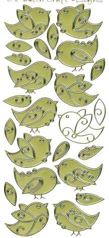 Sticker Elizabeth Craft Design <br> Vögel - gold <br> 1 Bogen 10x23 cm