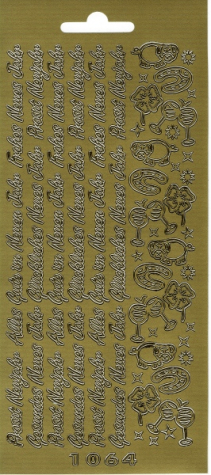 Sticker Neujahrswünsche - gold - 1 Bogen 10x23 cm