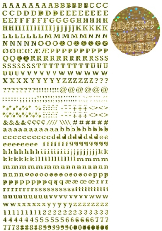Sticker Buchstaben & Zahlen (Schrift Rockwell) - hologramm gold
