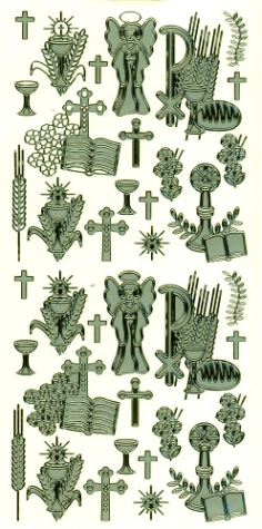 Sticker religiöse Motive - silber <br> 1 Bogen 23x10 cm