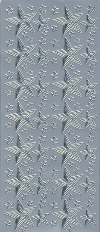 Sticker Sterne - silber <br> 1 Bogen 23x10 cm