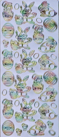 Sticker Ostermotive - silber/multicolor <br> 1 Bogen 23x10 cm