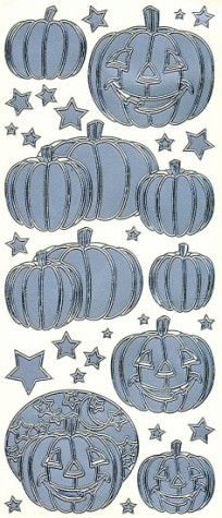 Sticker Halloween - Kürbisse - silber <br>1 Bogen 10x23 cm