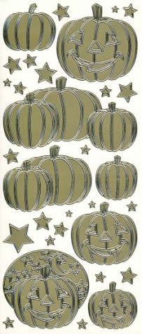 Sticker Halloween - Kürbisse - gold <br> 1 Bogen 10x23 cm