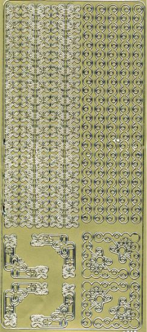 Sticker Linien + Ecken Schmetterlinge - gold <br> 1 Bogen 23x10 cm