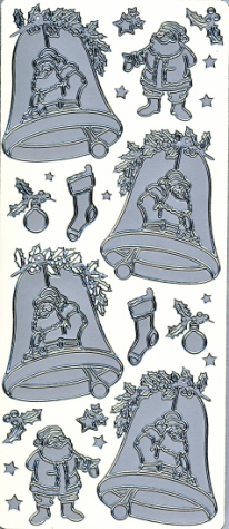 Sticker Glocke & Weihnachtsmann - silber 1 Bogen 23x10 cm