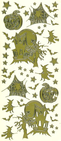 Sticker Halloween - gold<br>1 Bogen 10x23 cm