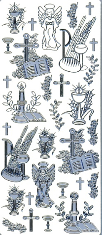 Sticker religiöse Motive - silber 1 Bogen 23x10 cm