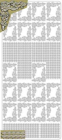 Sticker Linien + Blumen-Ecken - gold - 1 Bogen 23x10 cm