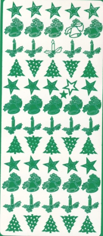 Sticker Stern, Glocke, Kerze, Weihnachtsbaum - grün <br> 1 Bogen 23x10 cm