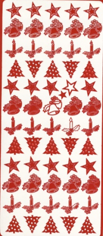 Sticker Stern, Glocke, Kerze, Weihnachtsbaum - rot <br> 1 Bogen 23x10 cm