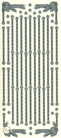 Sticker Ecken & Linien Sterne - silber <br> 1 Bogen 23x10 cm