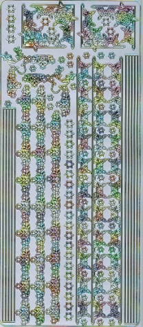 Sticker Bordüren & Ecken Weihnachten - multicolor/silber 1 Bogen 23x10 cm