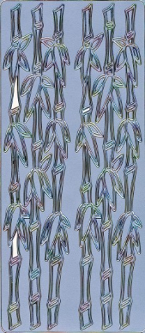 Sticker Bordüren Bambus - silber/multicolor   1 Bogen 23x10 cm