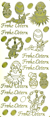 Sticker Frohe Ostern - gold 1 Bogen 23x10 cm