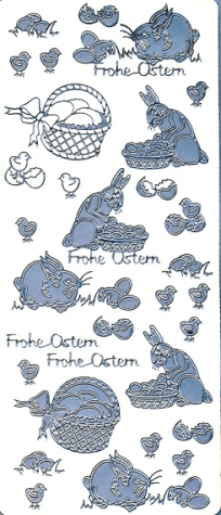 Sticker Frohe Ostern - silber 1 Bogen 23x10 cm