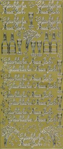 Sticker Glückliches Neues Jahr - gold 1 Bogen 23x10 cm