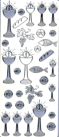 Sticker Kelche, Fische, Brot & Wein - silber 1 Bogen 23x10 cm