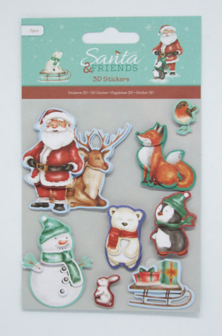 3D Sticker Santa & Friends - 8 Stück