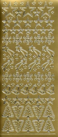 Sticker Sterne, Glocken, Baum - 0853 - gold -1 Bogen 10x23cm