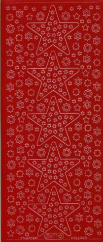 Sticker Sterne II - 0877 - rot <br> 1 Bogen 10x23cm