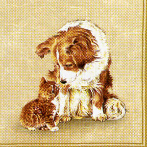 Serviette Hund & Katze - beige