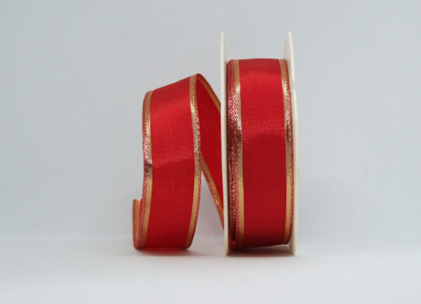 Uniband rot mit Goldrand - 25 mm - 1 Meter