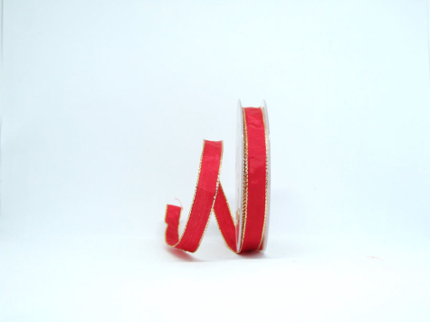 Uniband rot mit Goldrand - 15 mm - 1 Meter