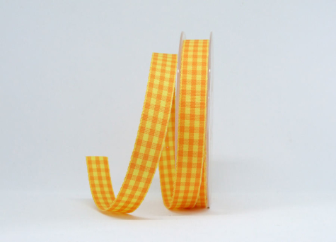 Karoband orange/gelb - 15 mm breit - 1 Meter