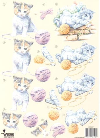 3-D Etappen-Bogen <br> Katzen <br> 1 Bogen 21x29,7cm